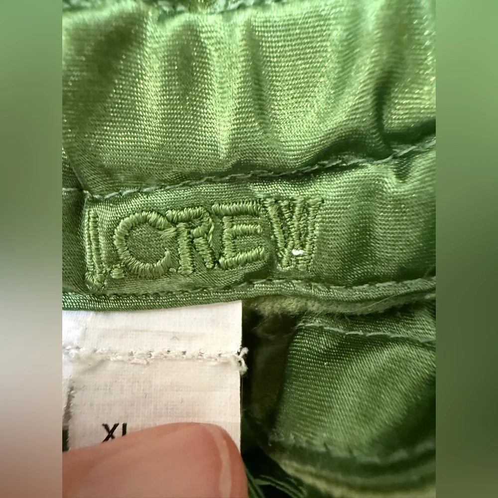 J Crew Green Cotton Velvet and Satin Drawstring Pants Size XL